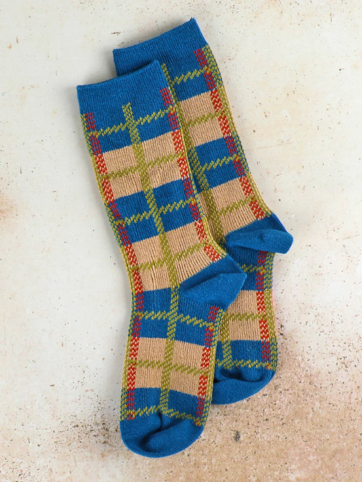 April Cornell Retro Plaid Crew Sock - Legion Blue
