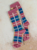 April Cornell Retro Plaid Crew Sock - Mauve