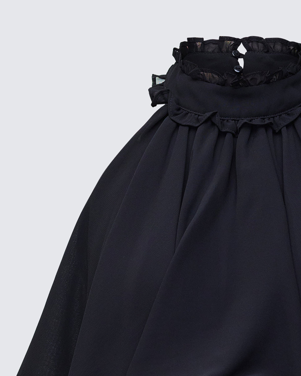 Finesse Melva Black Georgette Ruffle Trim Top