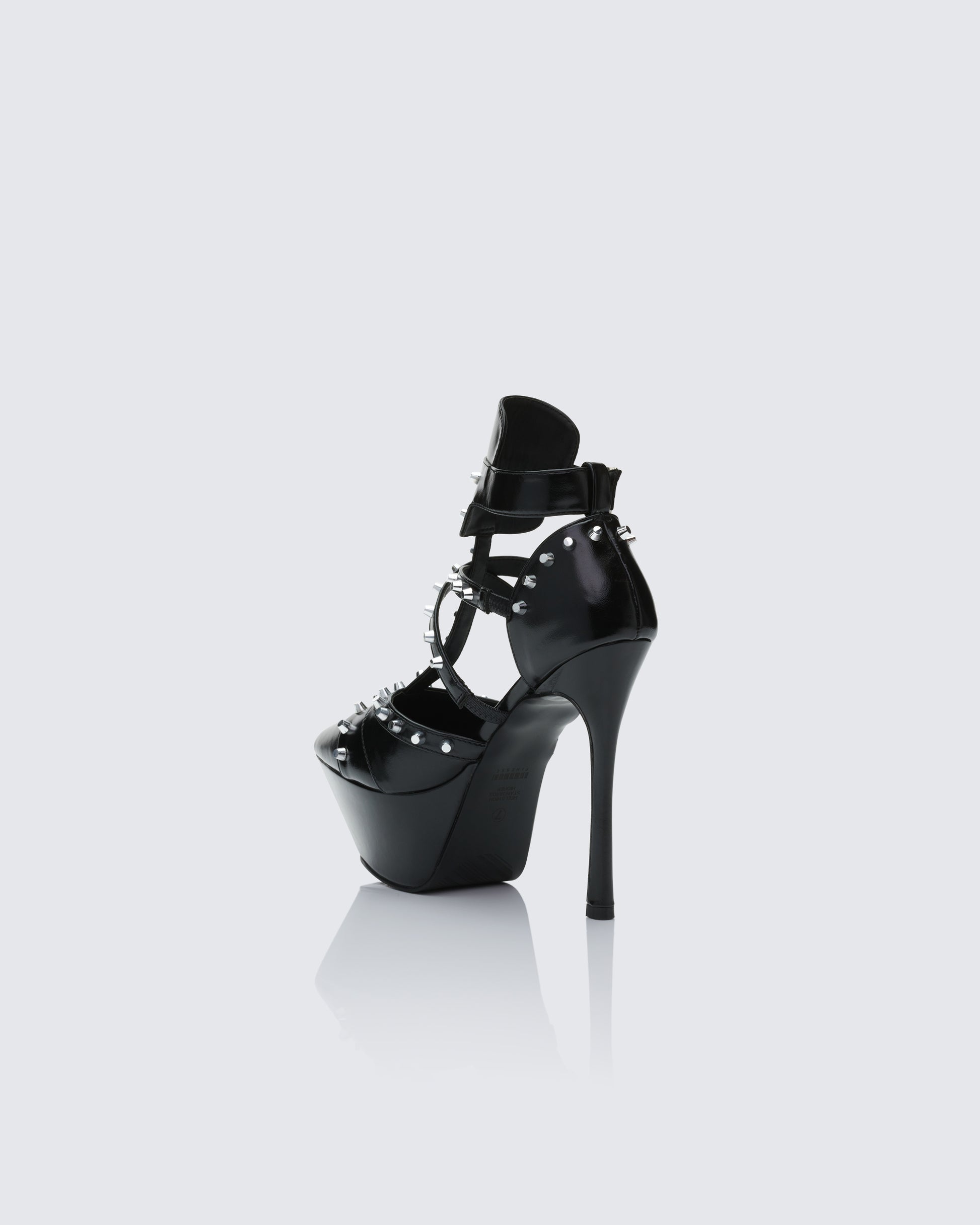 Finesse Micaiah Black Studded Strapped Heel