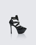 Finesse Micaiah Black Studded Strapped Heel