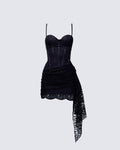Millicent Black Lace Corset Drape Mini Dress