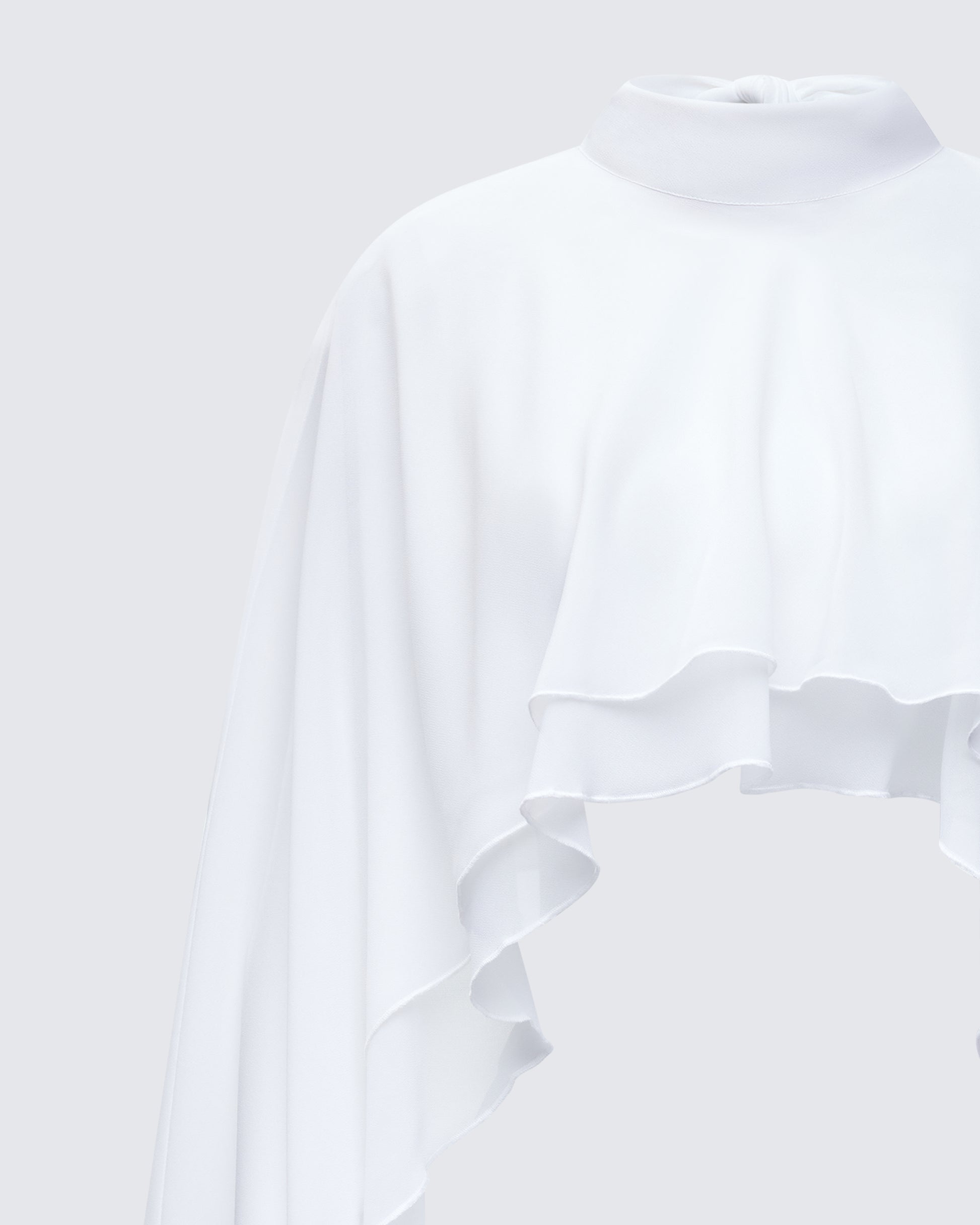 Finesse Mitchie White Georgette Open Back Cape
