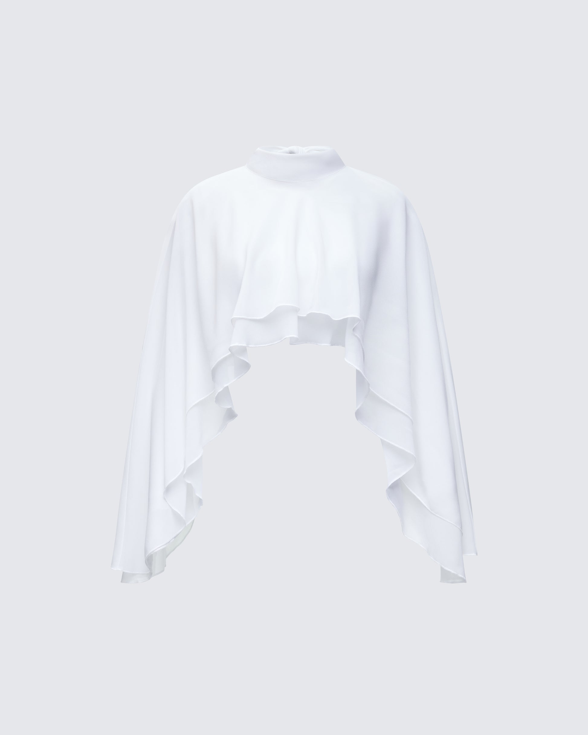 Finesse Mitchie White Georgette Open Back Cape