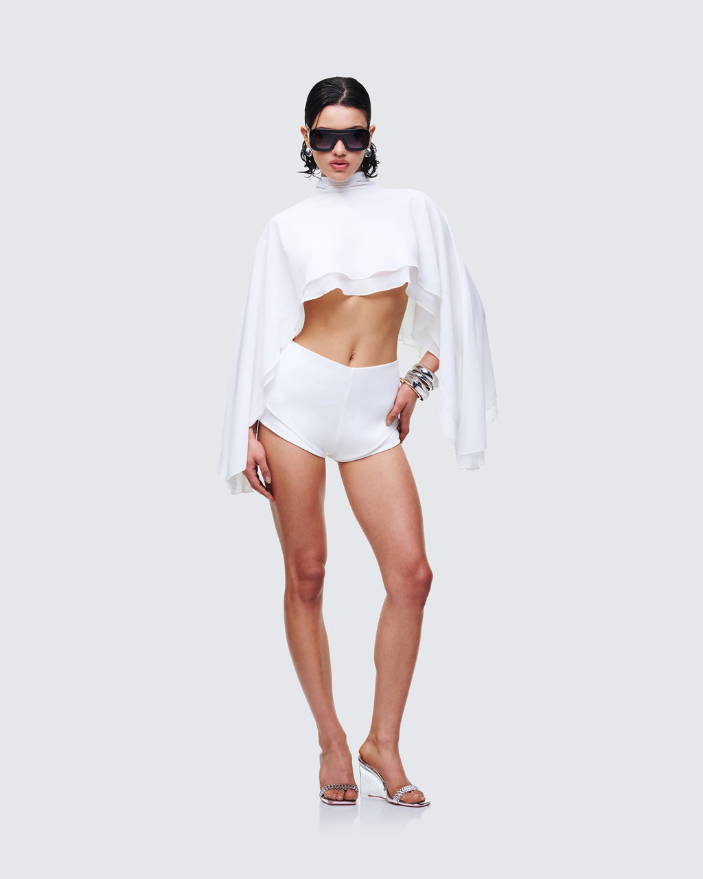 Finesse Mitchie White Tailored Double Hem Shorts