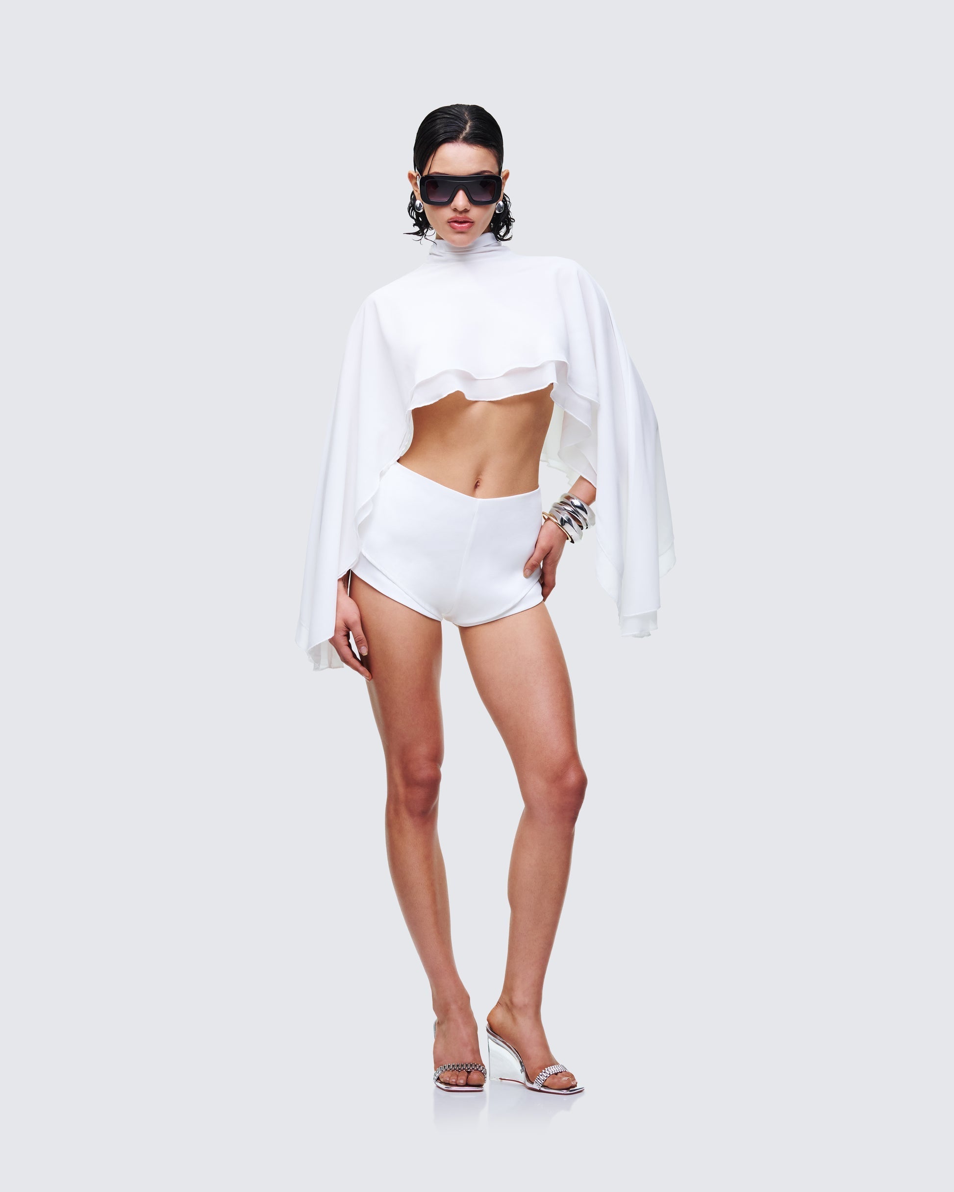 Finesse Mitchie White Tailored Double Hem Shorts