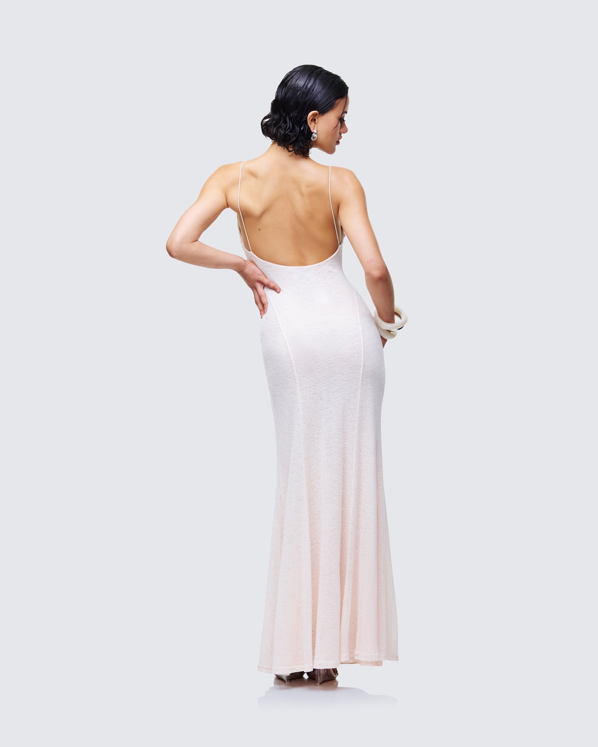 Finesse Mollie Ivory Plunge Neck Maxi Dress