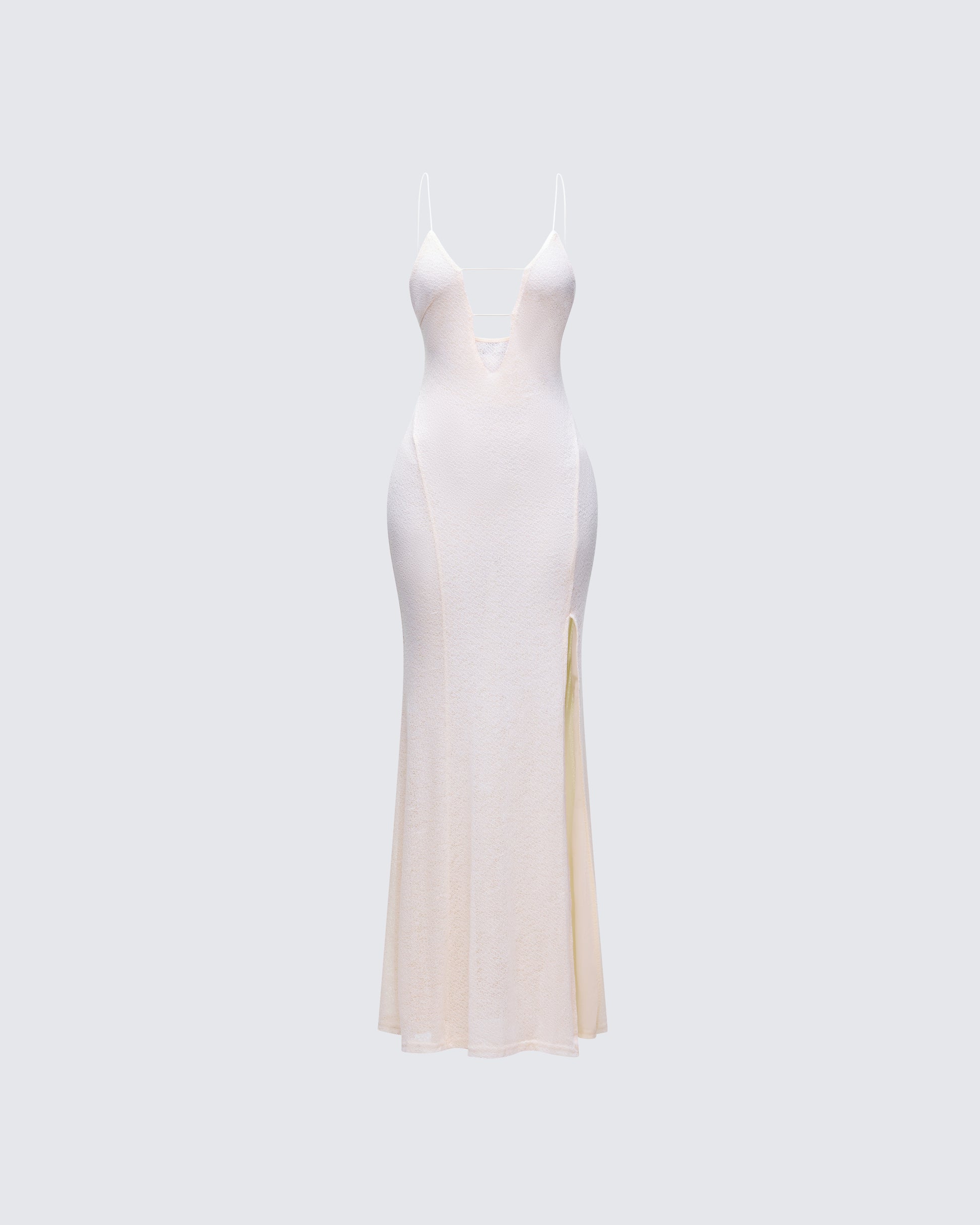 Finesse Mollie Ivory Plunge Neck Maxi Dress