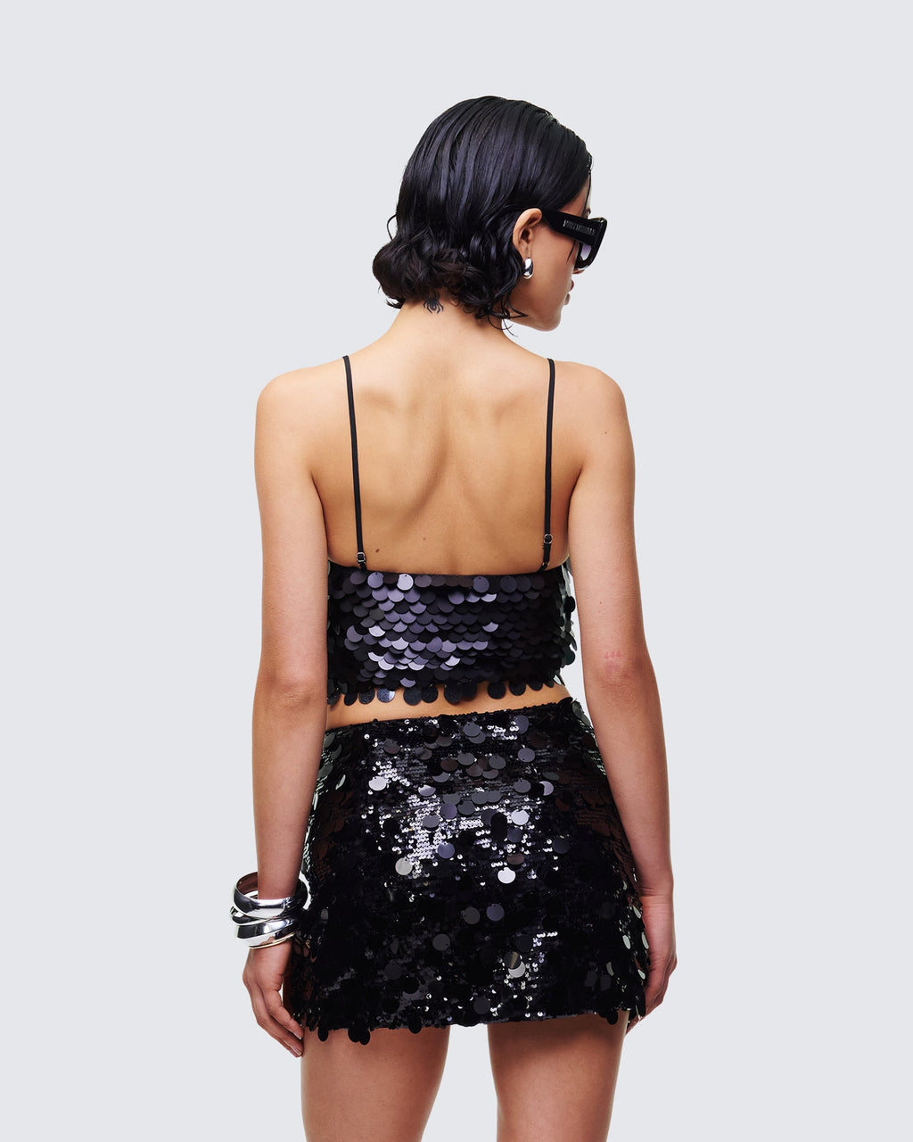 Finesse Mondana Black Sequin Cami Top