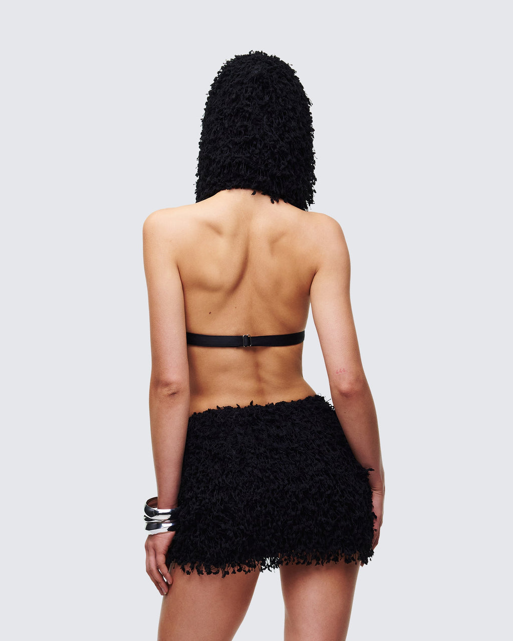 Finesse Morgan Black Knit Hooded Halter Top