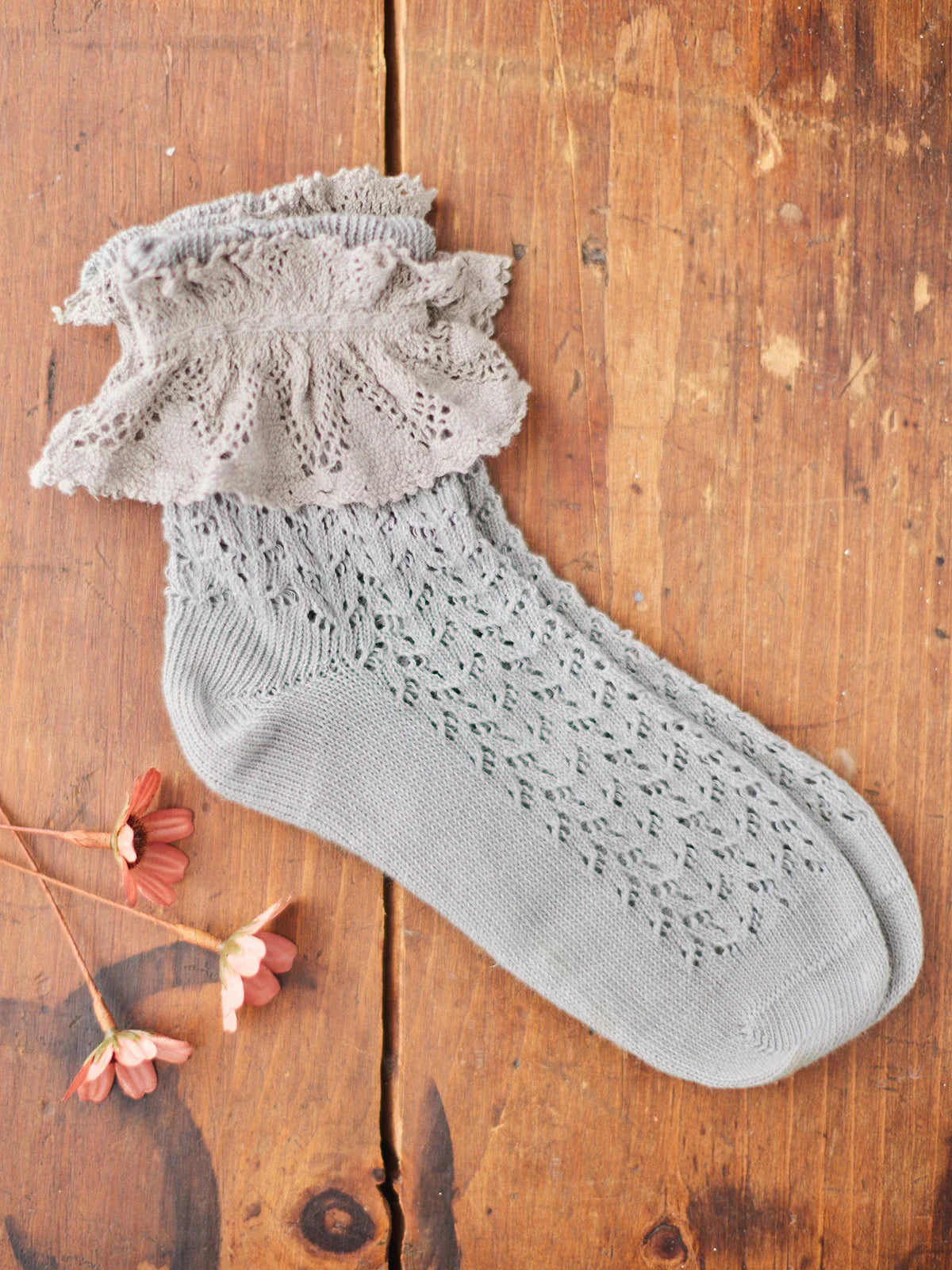 April Cornell Whimsy Lace Ankle Sock - Gray