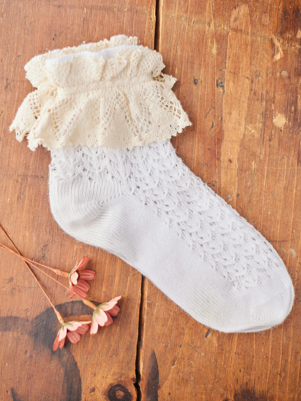 April Cornell Whimsy Lace Ankle Sock - White