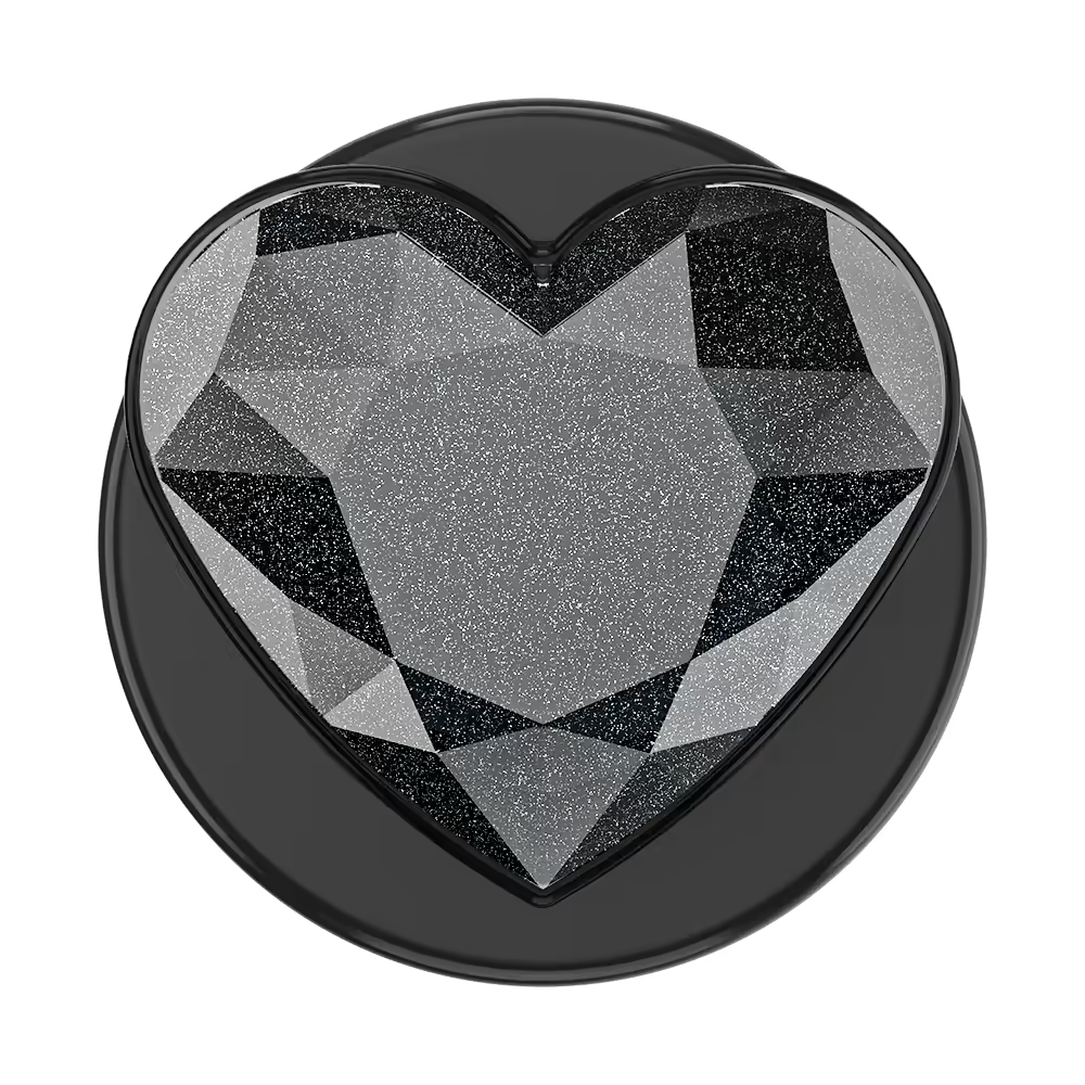 PopSockets Crystal Heart Black Glitter - MagSafe PopGrip