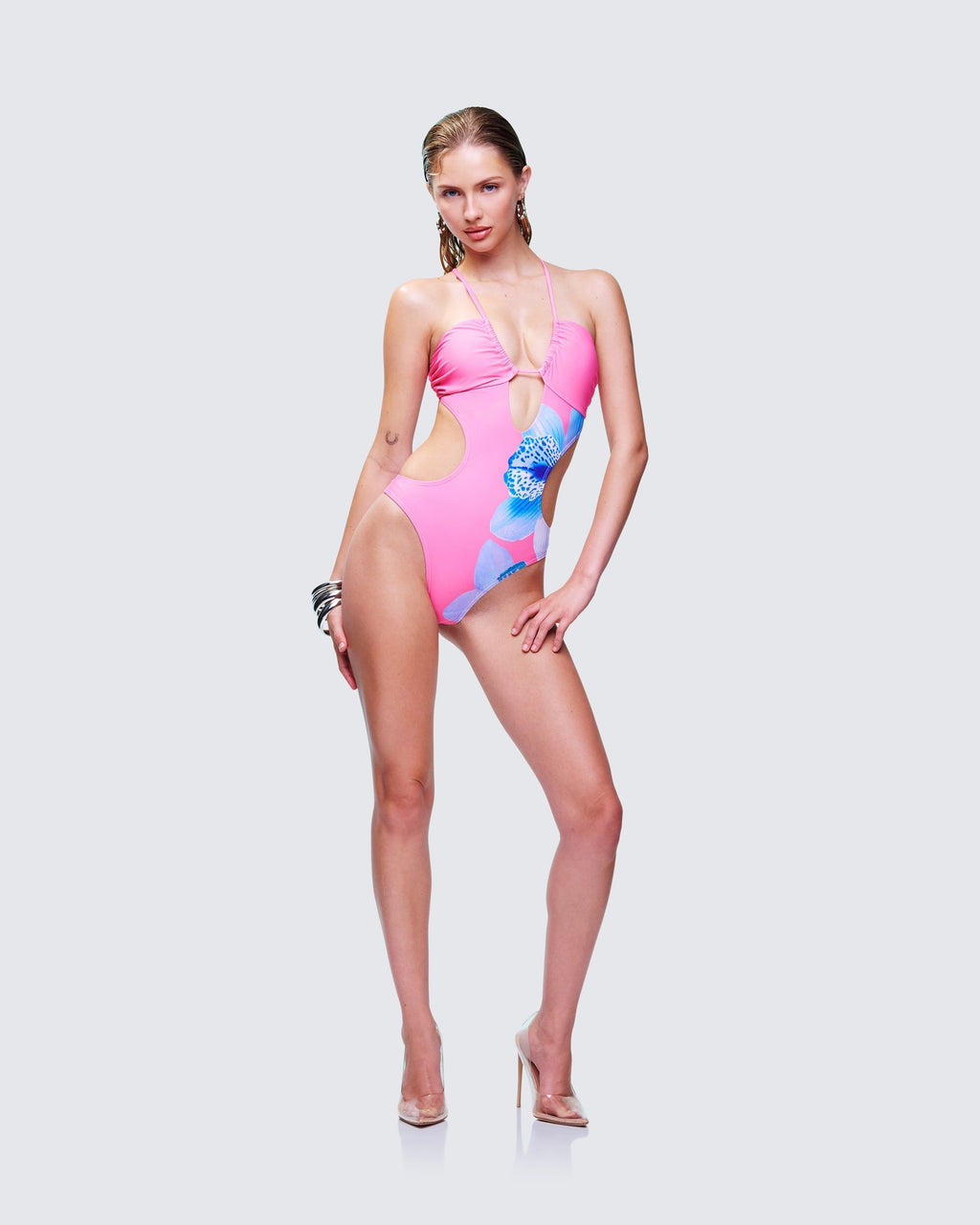 Finesse Murina Pink Flower Cutout Swimsuit