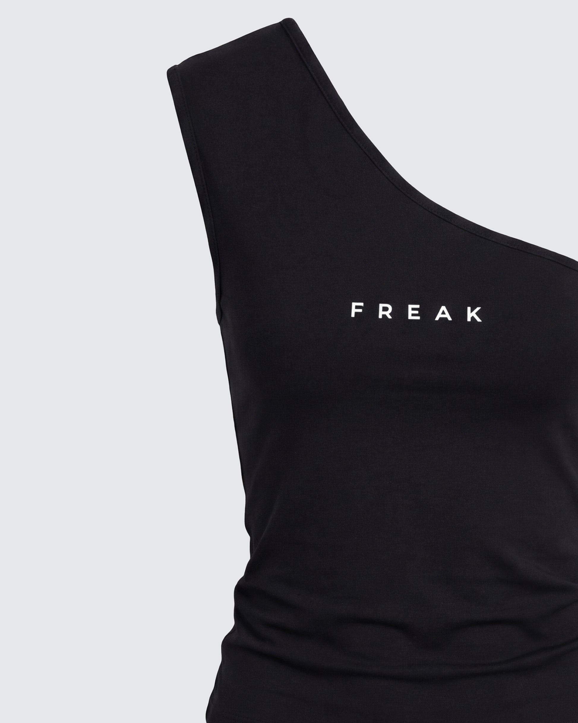Finesse Mei Black One Shoulder Graphic Top
