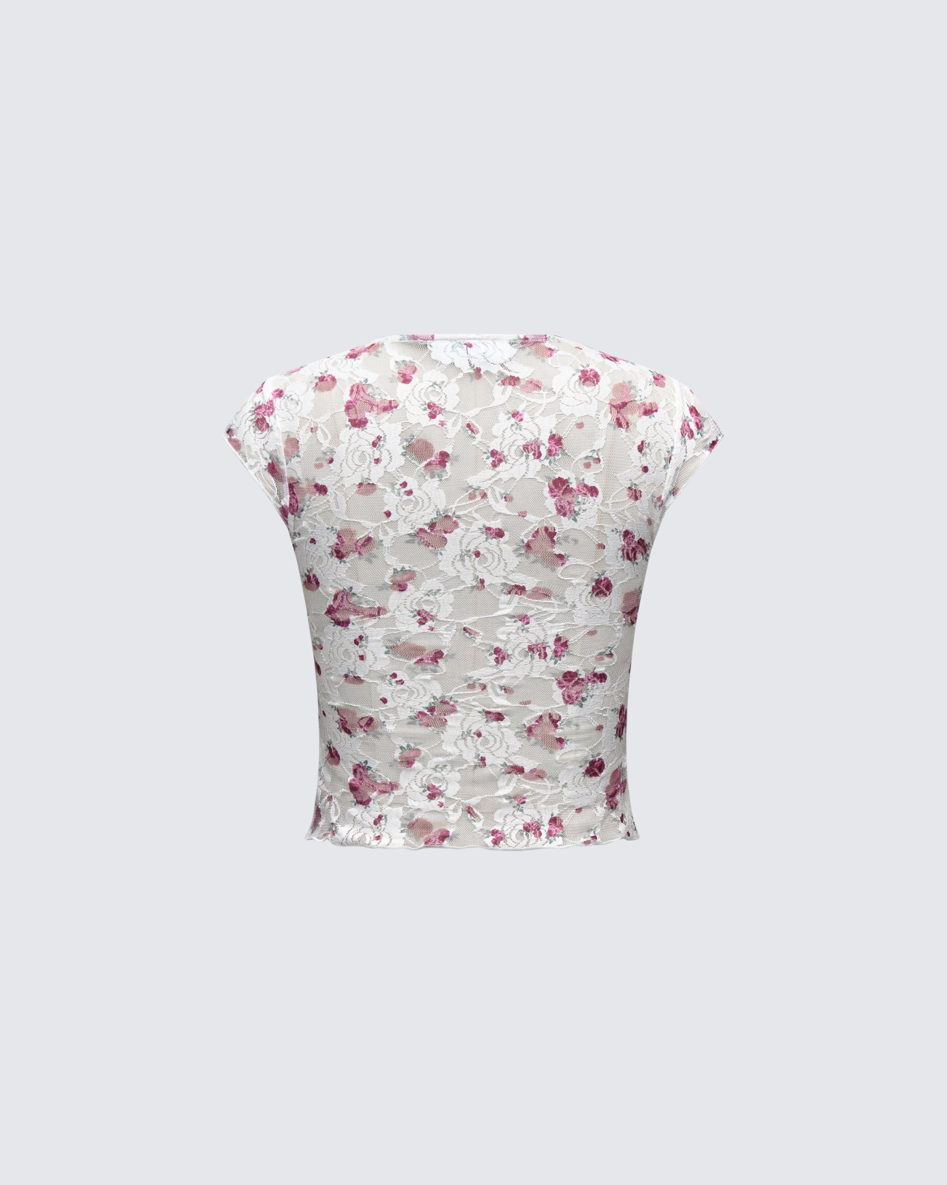 Finesse Mel Multi Printed Velvet Trim Stretch Lace Top