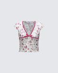 Finesse Mel Multi Printed Velvet Trim Stretch Lace Top