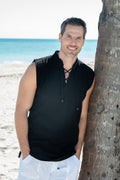 Cotton Natural Men's Mykonos Black Sleeveless Shirt