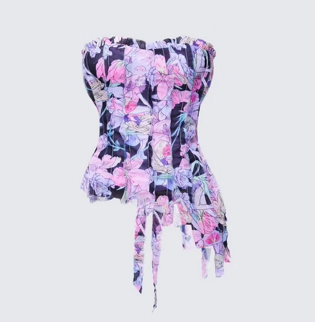 Finesse Claudette Printed Chiffon Corset Top