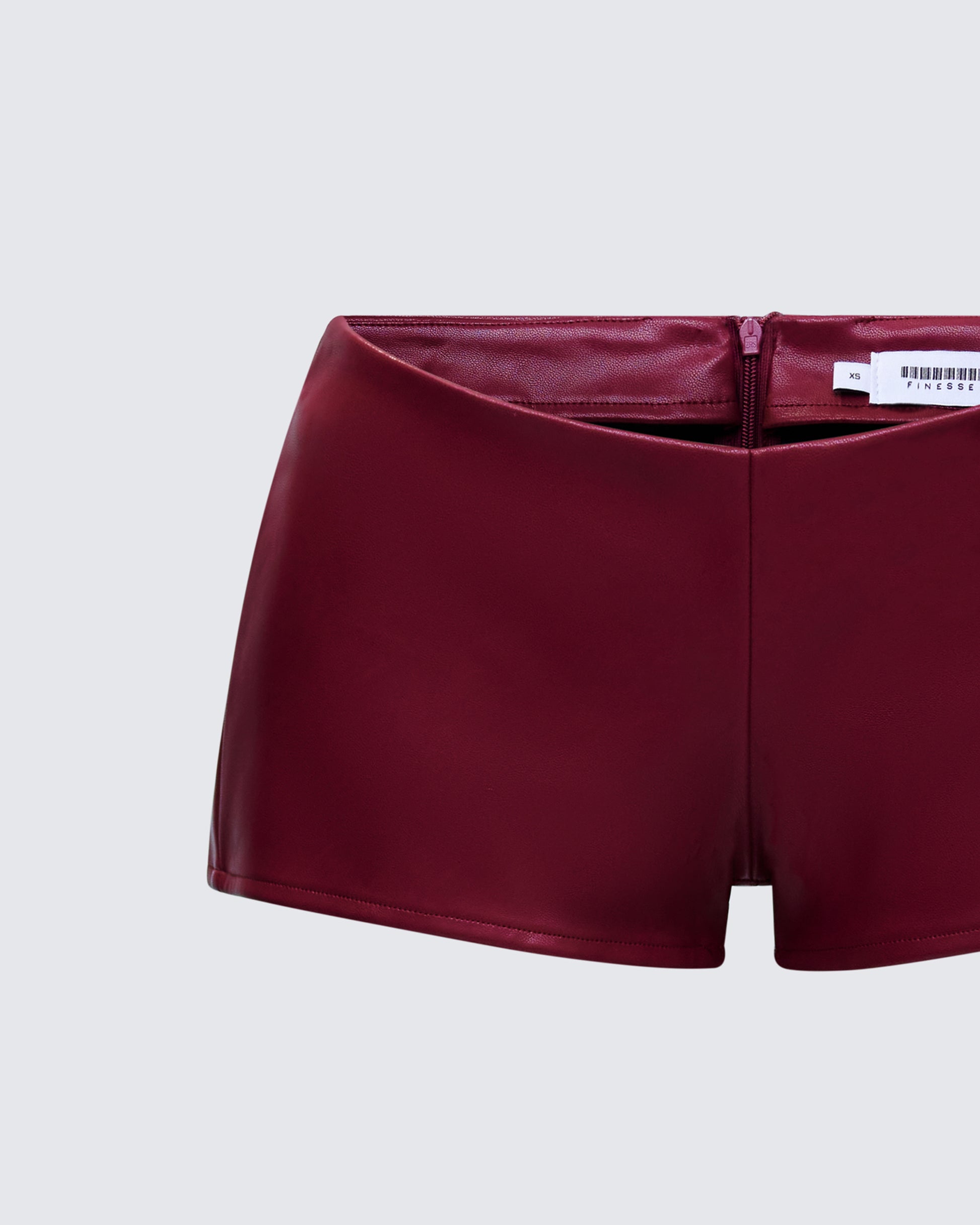 Finesse Najwa Red Vegan Leather Booty Shorts