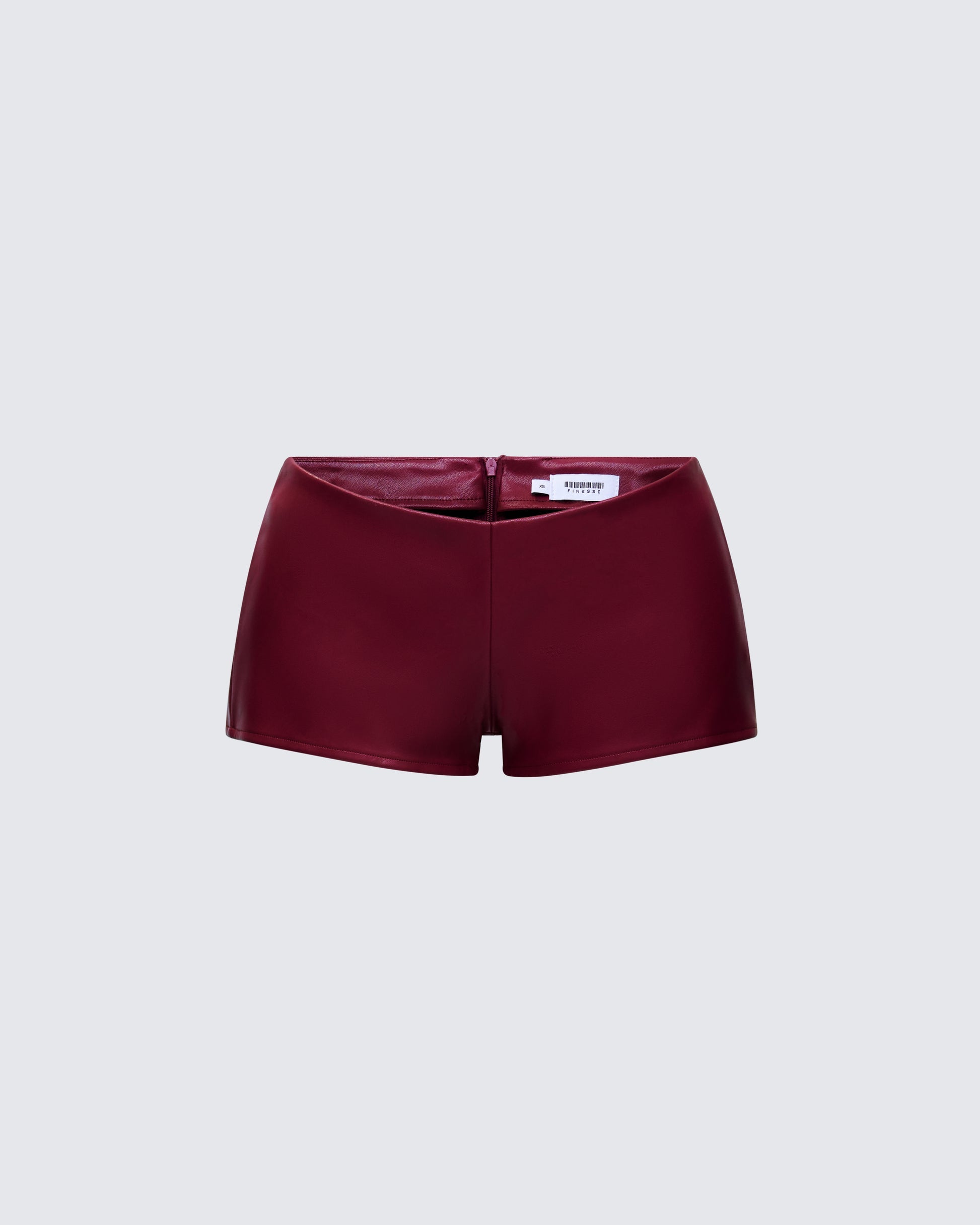 Finesse Najwa Red Vegan Leather Booty Shorts