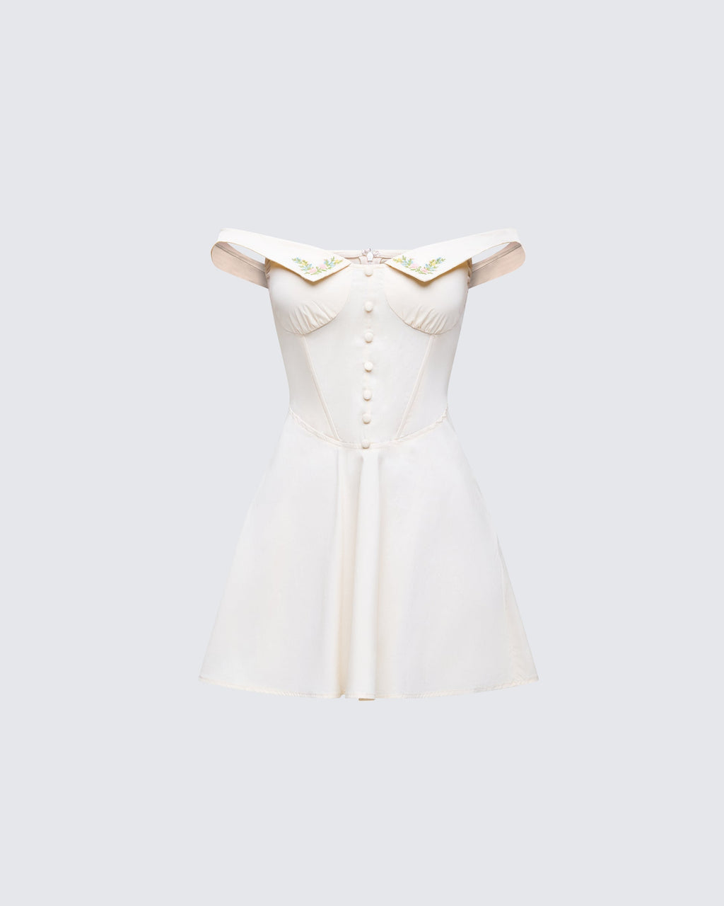 Finesse Nula Yellow Embroidered Mini Dress