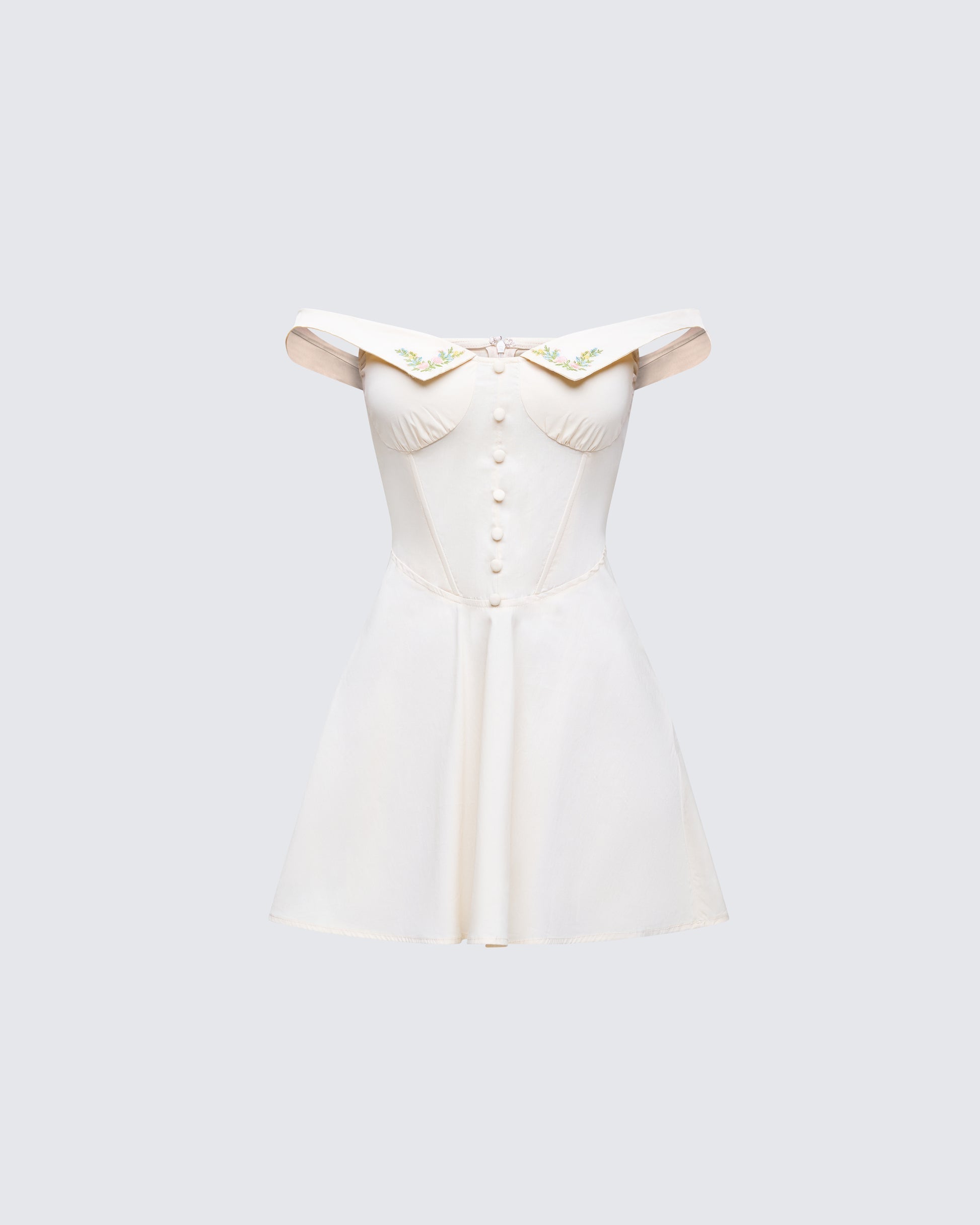 Finesse Nula Yellow Embroidered Mini Dress