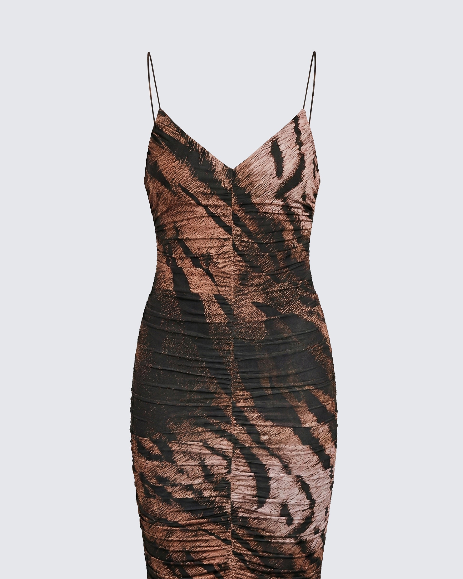 Finesse Nix Brown Printed Midi Dress