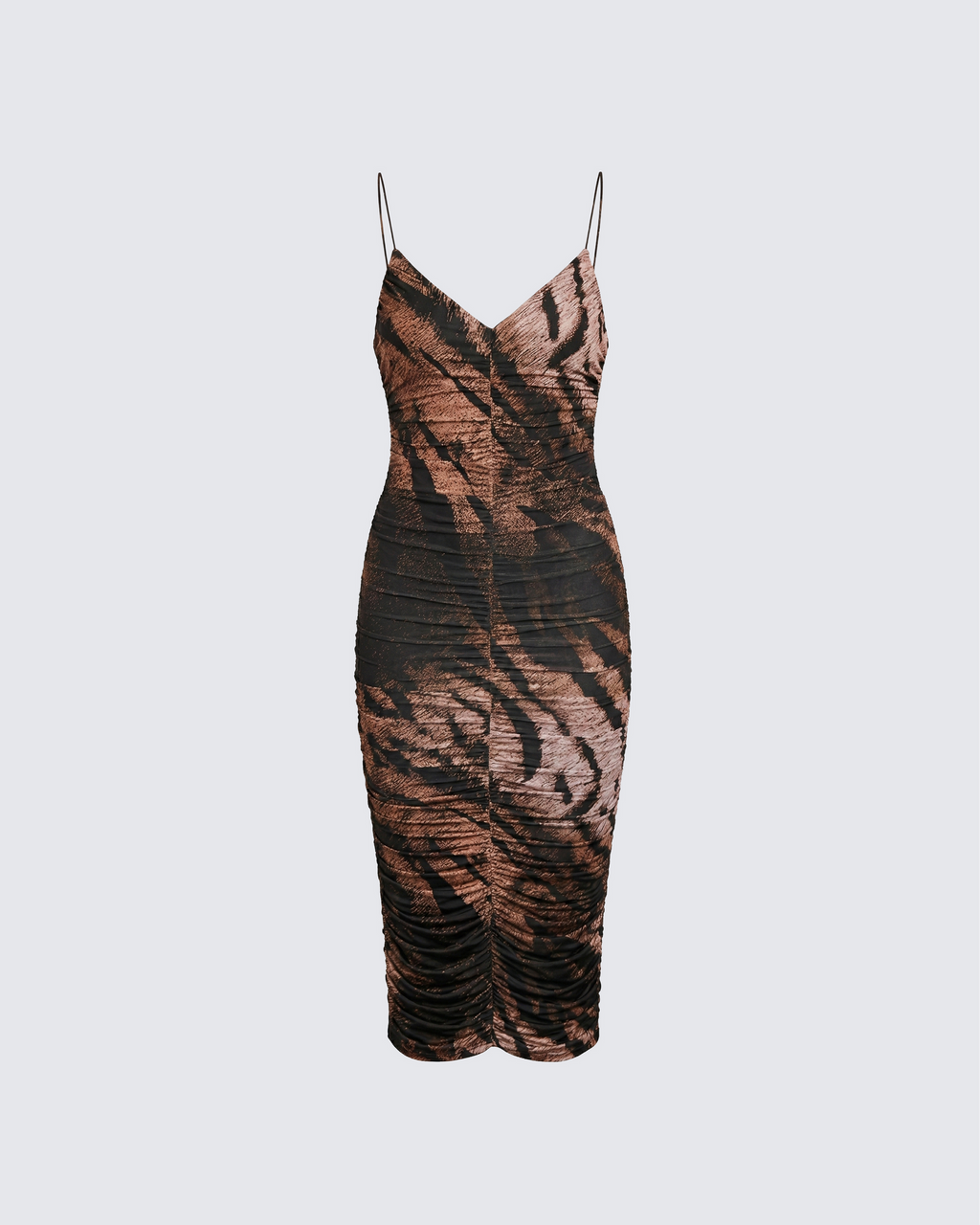 Finesse Nix Brown Printed Midi Dress