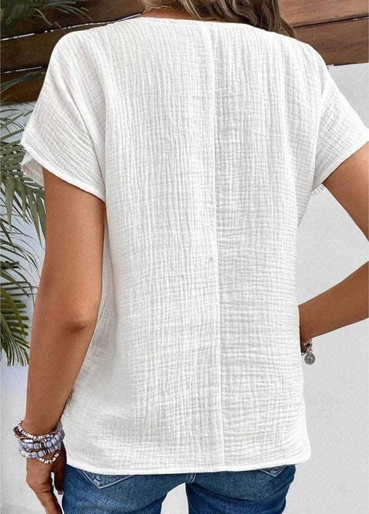 Nabalu Solara | Women’s Button Front Short Sleeve Relaxed Blouse