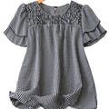 Nabalu Elvarie | Women’s Smocked Gingham Peplum Blouse
