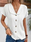 Nabalu Solara | Women’s Button Front Short Sleeve Relaxed Blouse