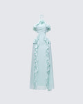 Finesse Ocean Blue Tiered Ruffle Maxi Dress