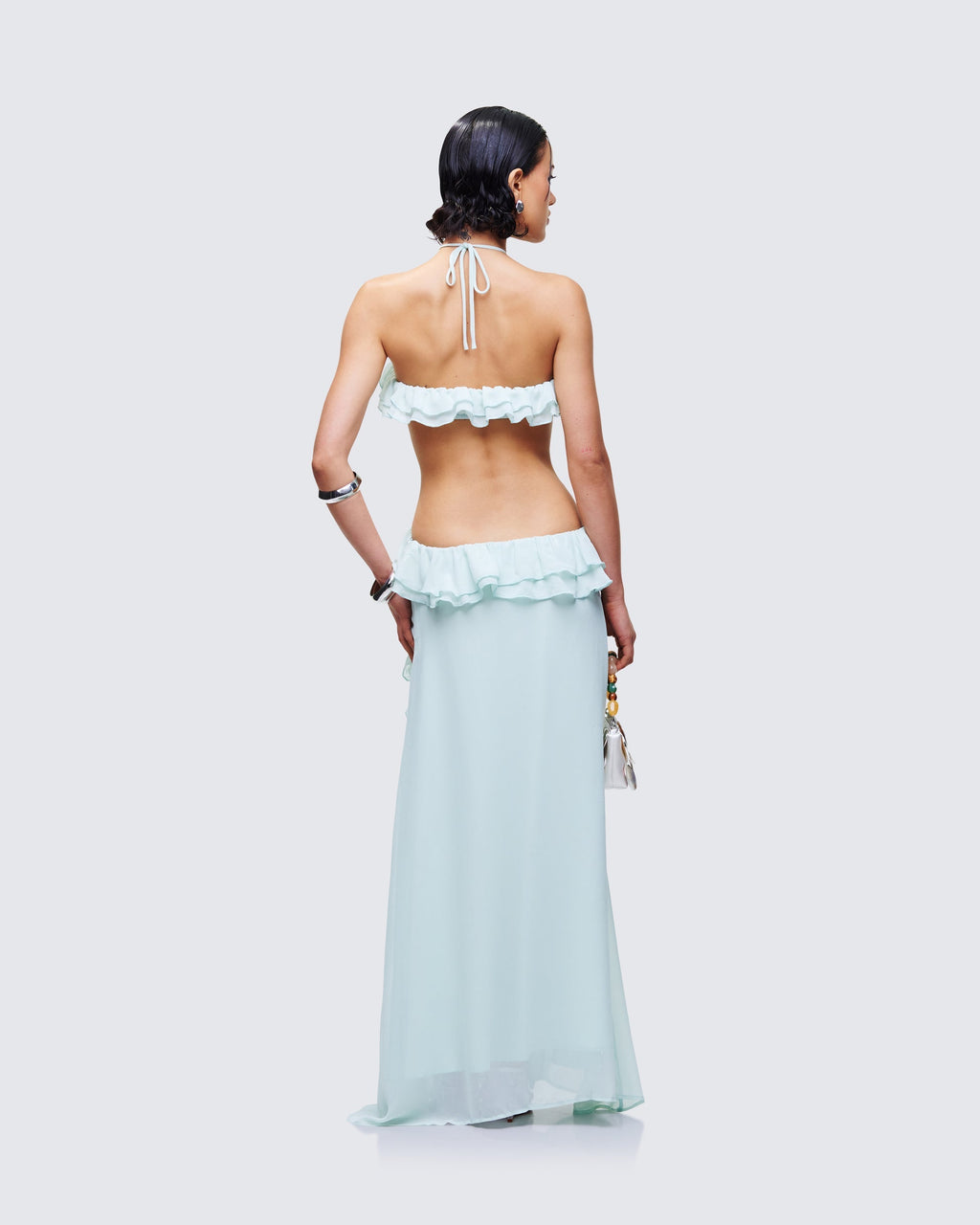 Finesse Ocean Blue Tiered Ruffle Maxi Dress