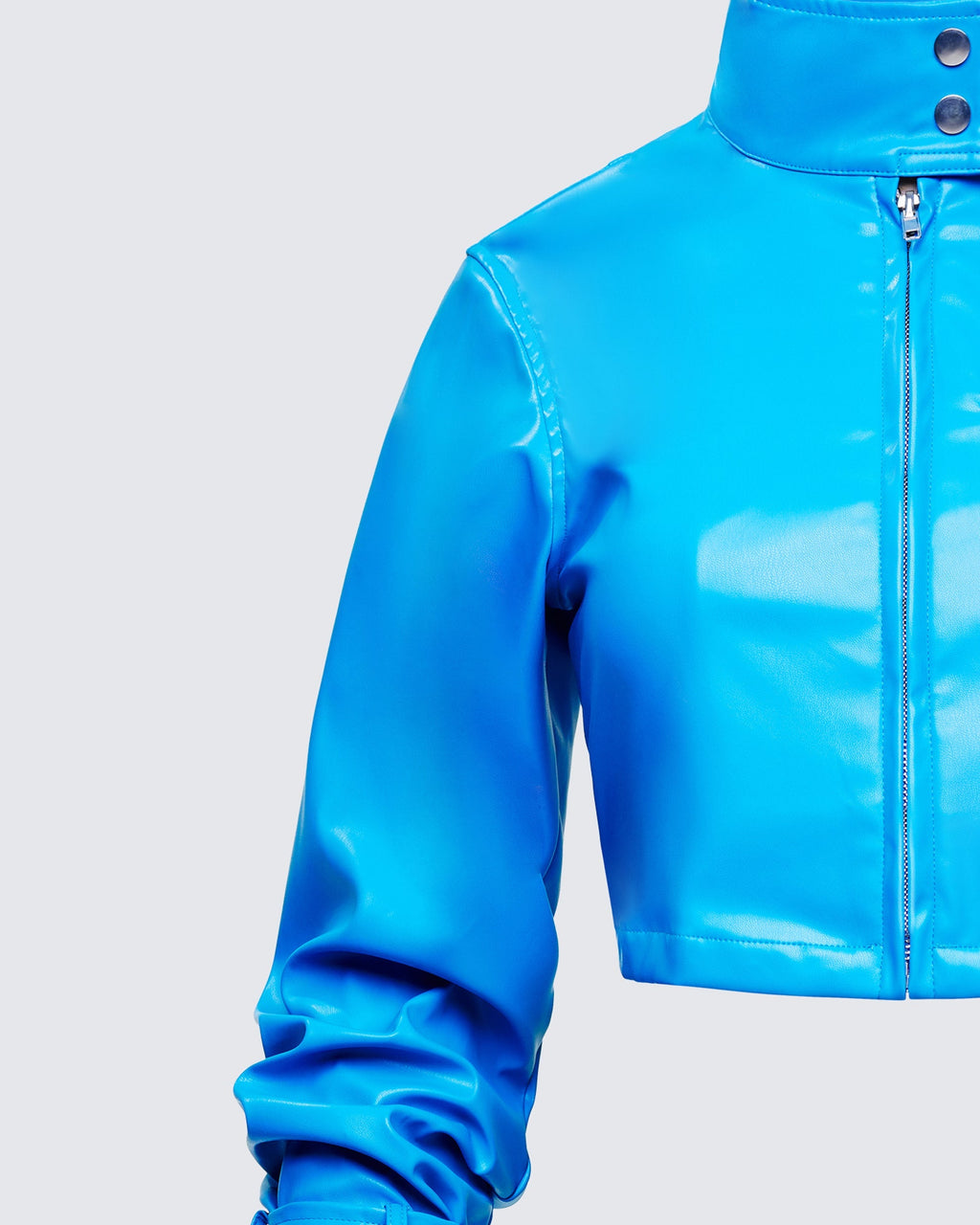 Finesse Orion Blue Vegan Leather Biker Jacket