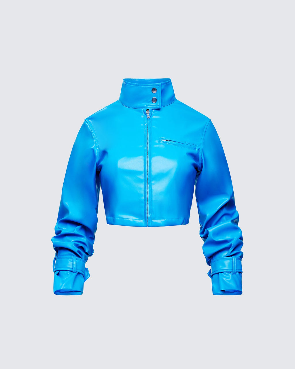 Finesse Orion Blue Vegan Leather Biker Jacket