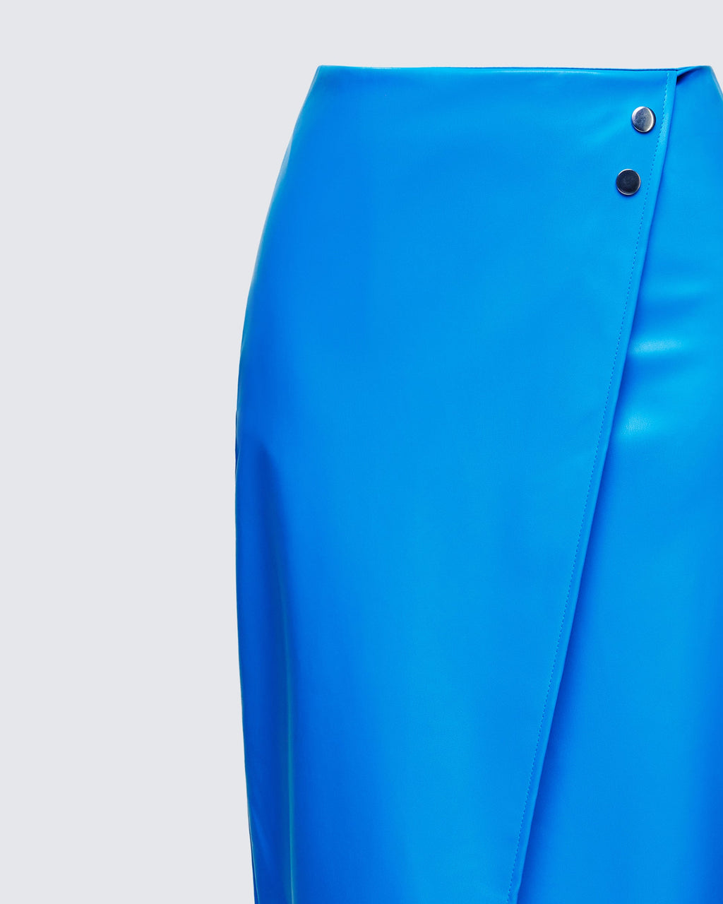 Finesse Orion Blue Vegan Leather Wrap Skirt