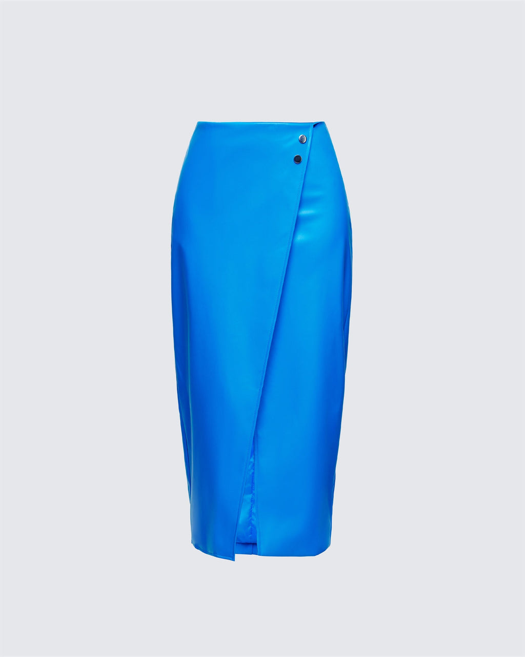 Finesse Orion Blue Vegan Leather Wrap Skirt