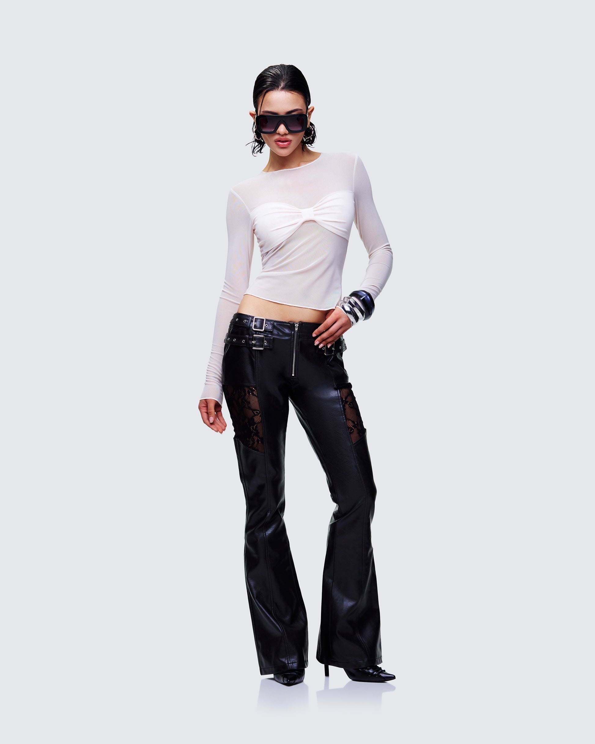 Finesse Vyra Black Vegan Leather Pants