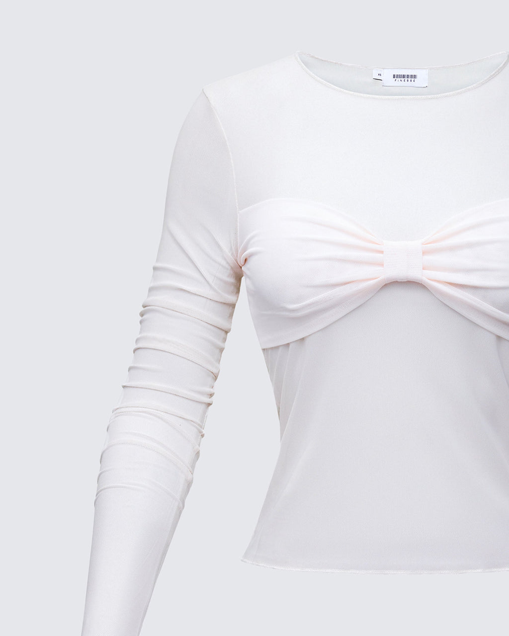 Finesse Orpheus White Mesh Long Sleeve Top