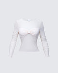 Finesse Orpheus White Mesh Long Sleeve Top