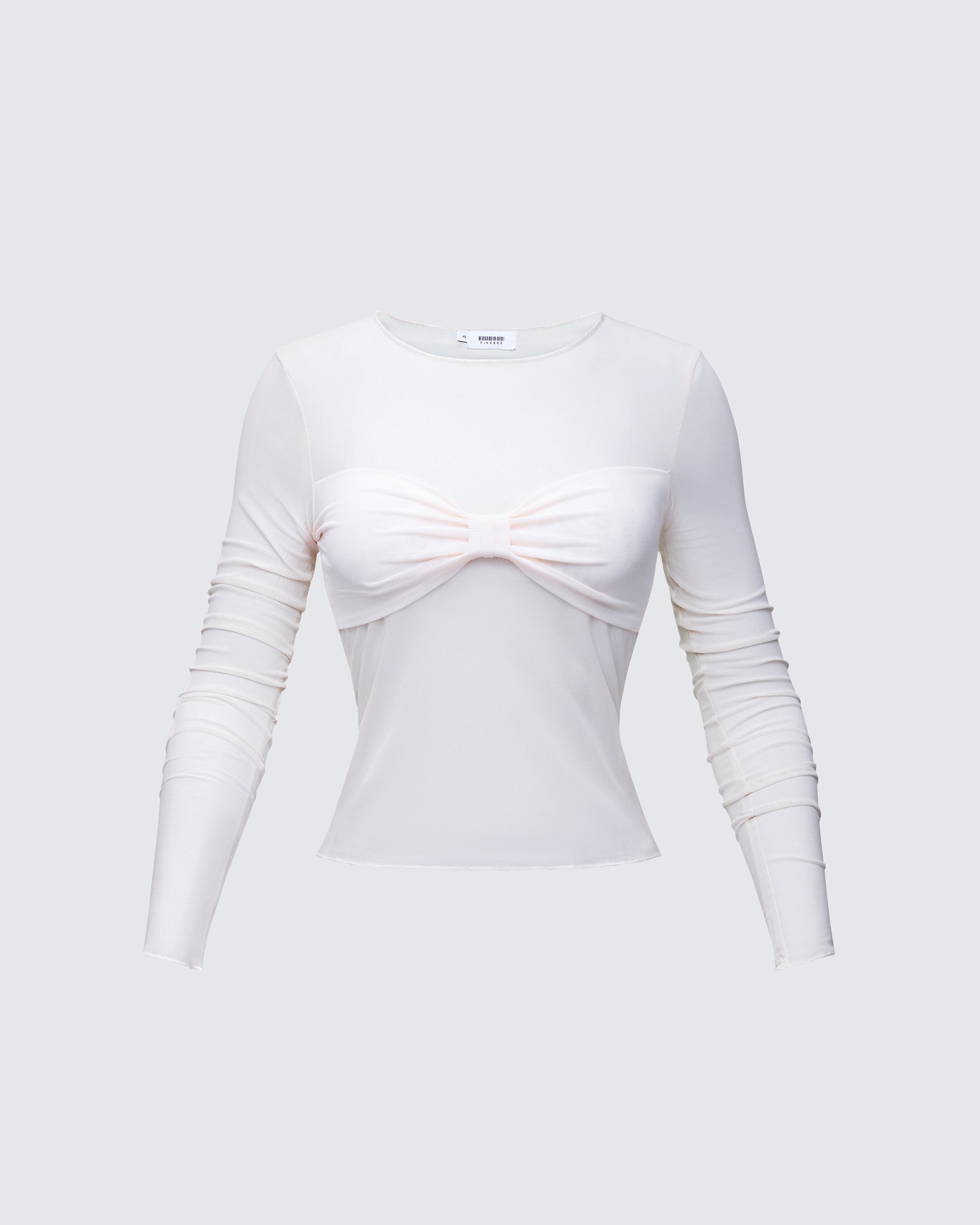 Finesse Orpheus White Mesh Long Sleeve Top