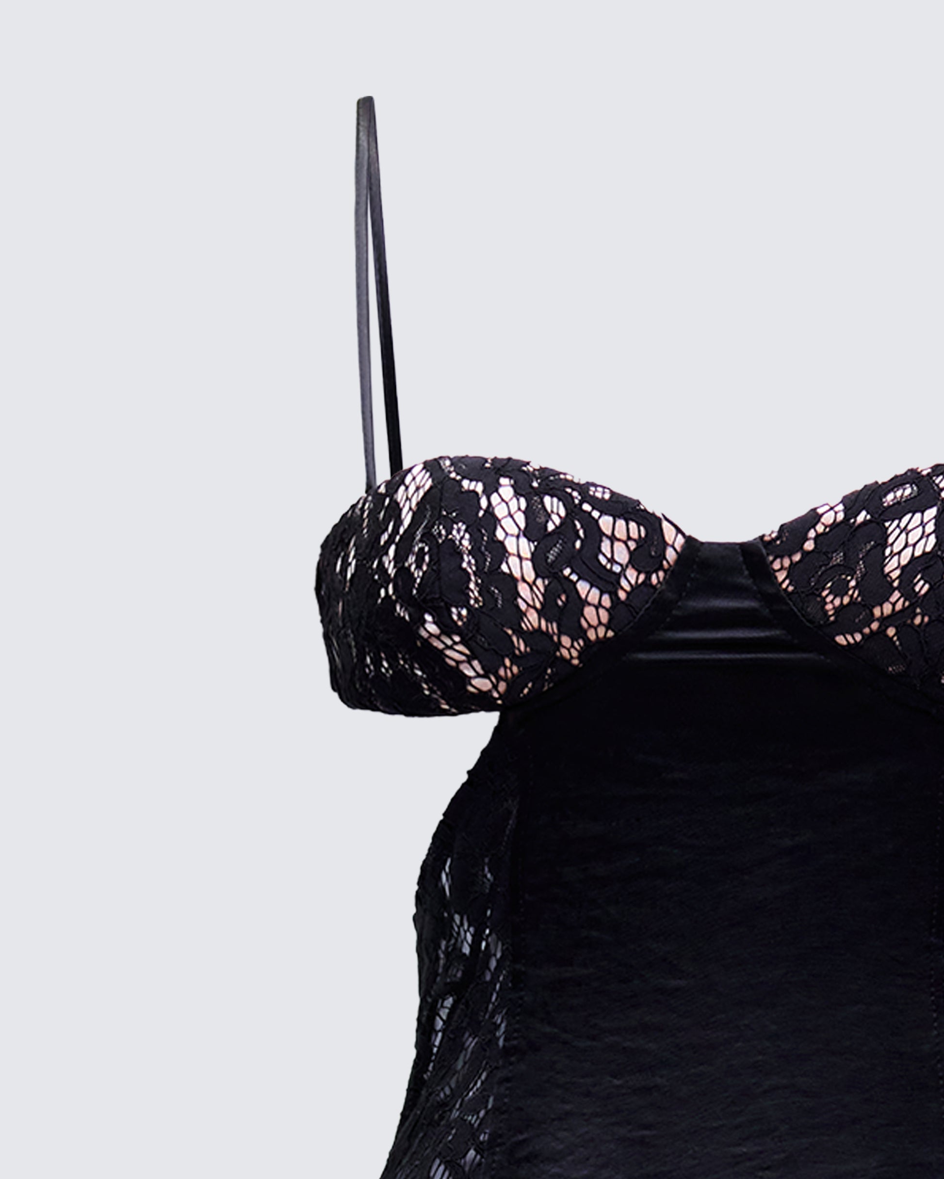 Orsina Black Sheer Hem Corset Dress