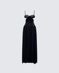 Orsina Black Sheer Hem Corset Dress