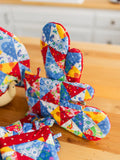 April Cornell Primary Patchwork Oven Mitt Set of 2 - Multi