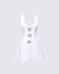 Finesse Paloma White Starfish Trim Mini Dress