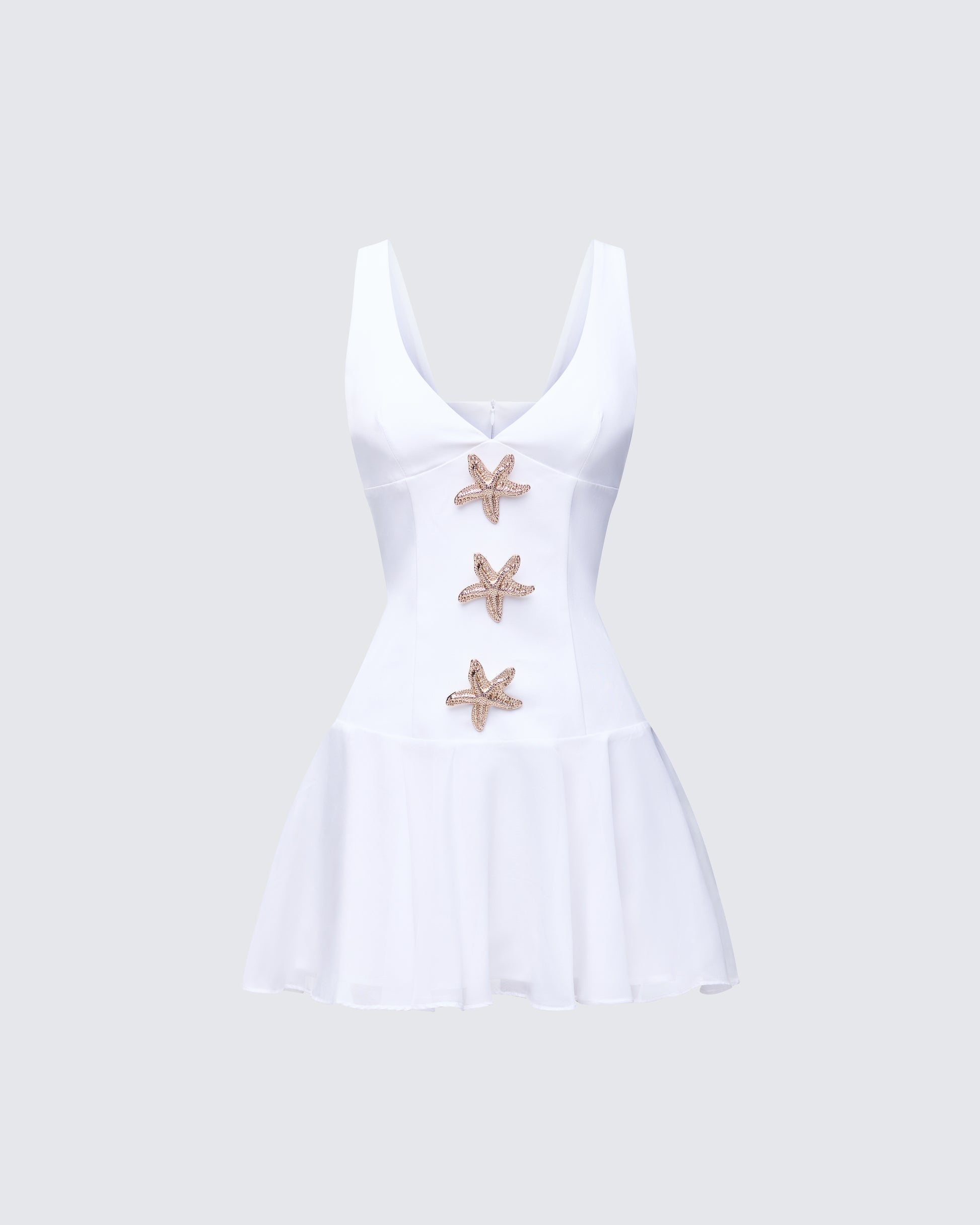 Finesse Paloma White Starfish Trim Mini Dress