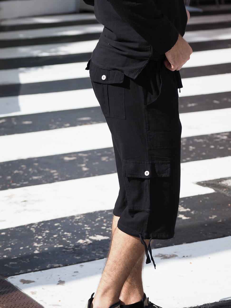 Cotton Natural Men's St. John Black Line Shorts