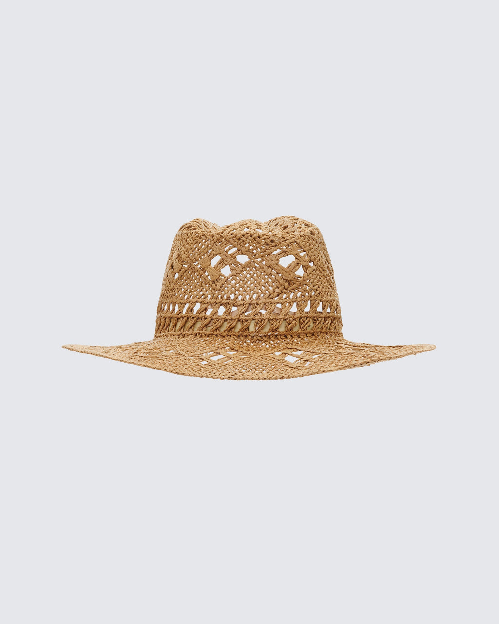 Finesse Peaches Tan Straw Cowboy Hat With Shell Detail