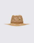 Finesse Peaches Tan Straw Cowboy Hat With Shell Detail